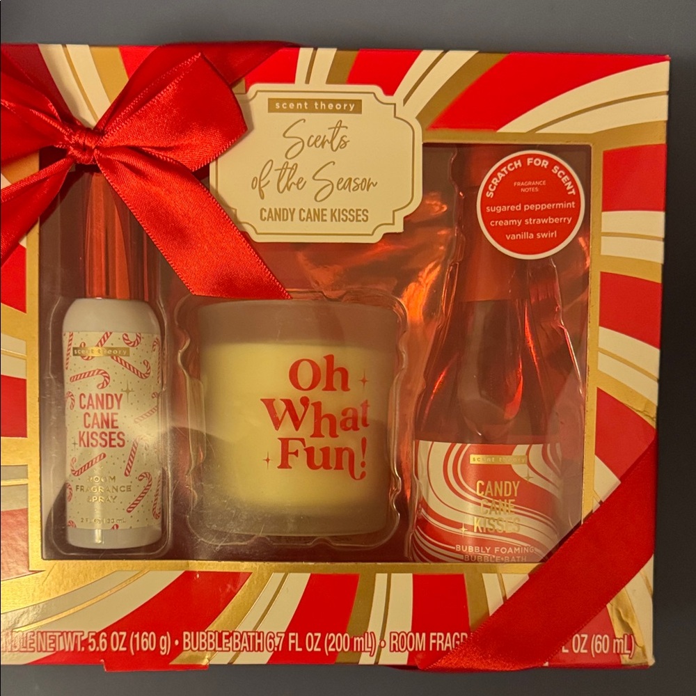 Candy Cane Kisses Bath & Body Set - Red and Cream